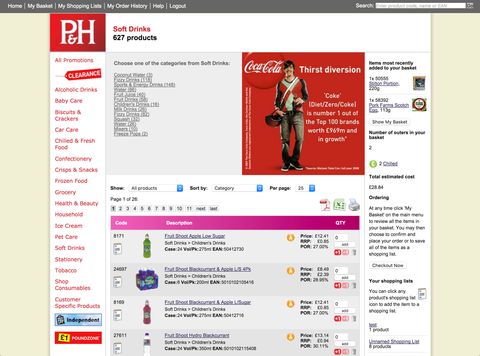 Screenshot of P&H old platform.